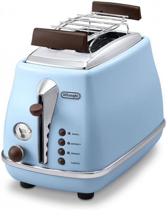 De'Longhi Toaster Incona Vintage CTOV 2103.AZ in retro look, azuurblauw online kopen