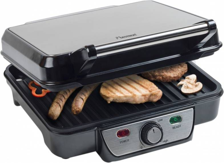 Bestron Contactgrill 1800 W zwart roestvrij staal ASW318 - Broodrooster.shop