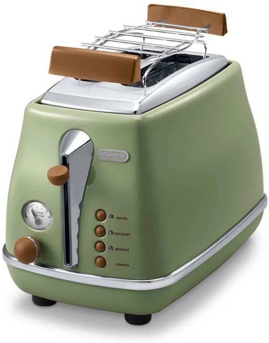 De'Longhi Toaster Incona Vintage CTOV 2103.BG in retro look, groen -  Broodrooster.shop